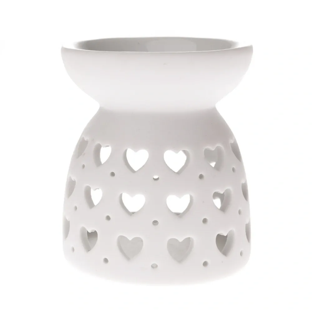 Porcelánová aromalampa se srdíčky 7,7 x 9 cm