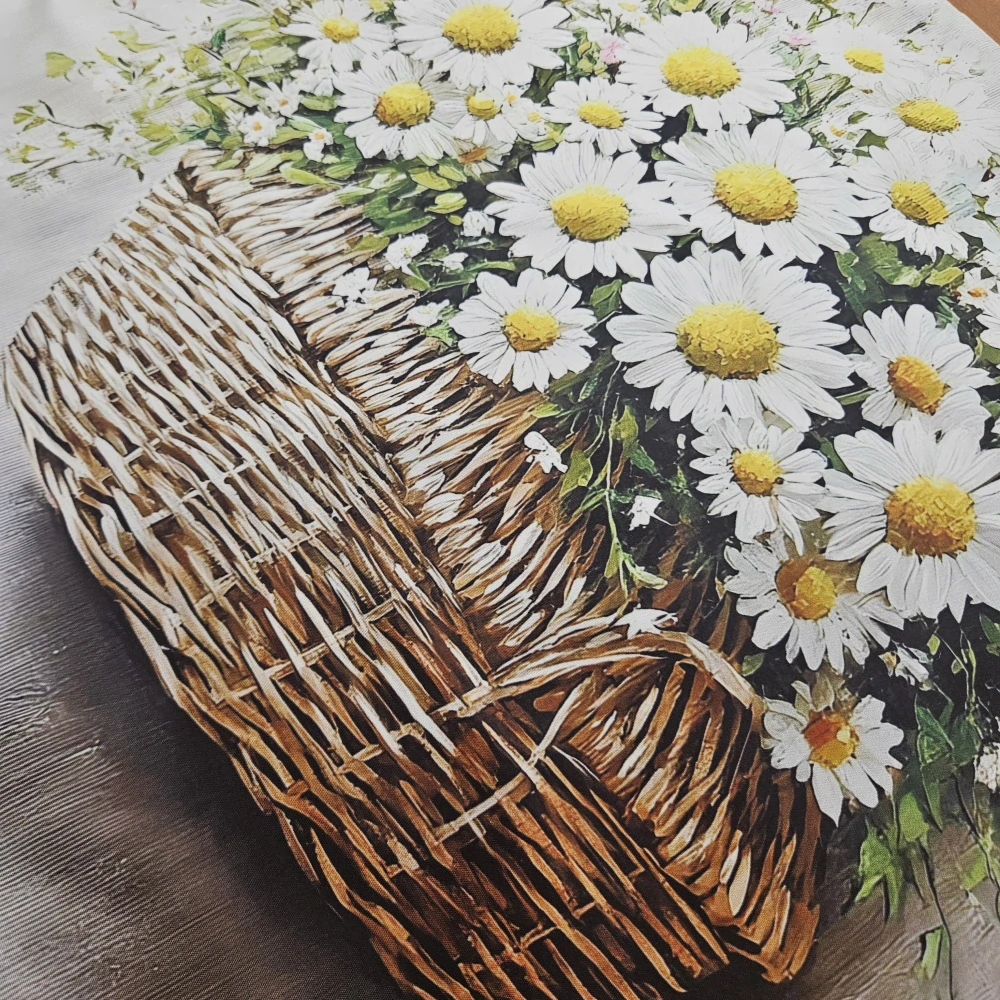 Povlak na polštářek košík s kopretinami