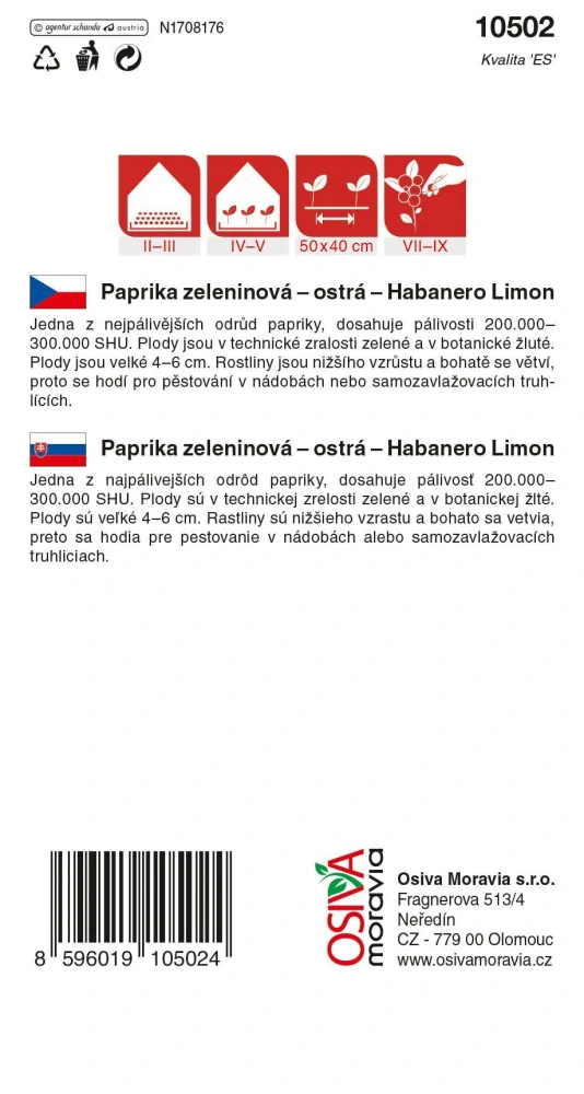Osivo - Paprika zeleninová - pálivá - Habanero (žlutá)