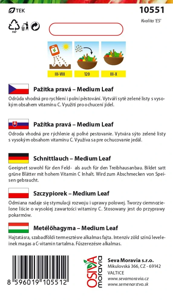 Osivo - Pažitka pravá - Medium Leaf