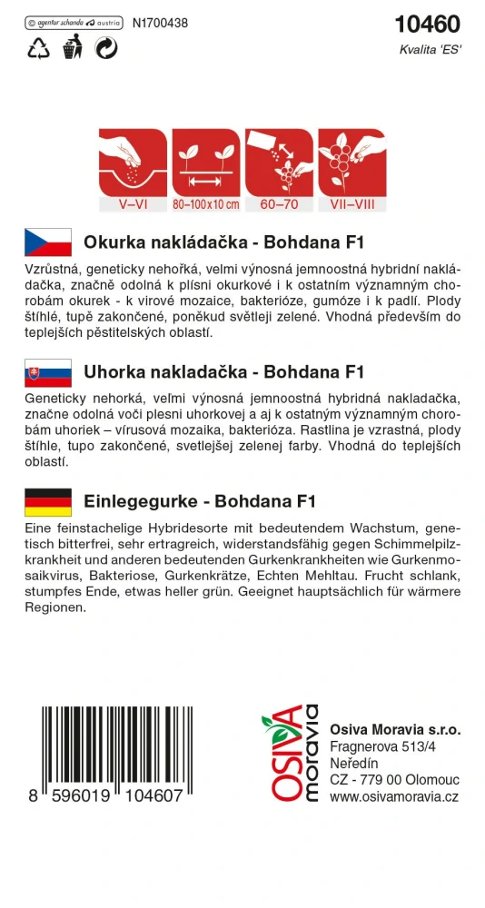 Osivo - Okurka nakladačka - Bohdana F1