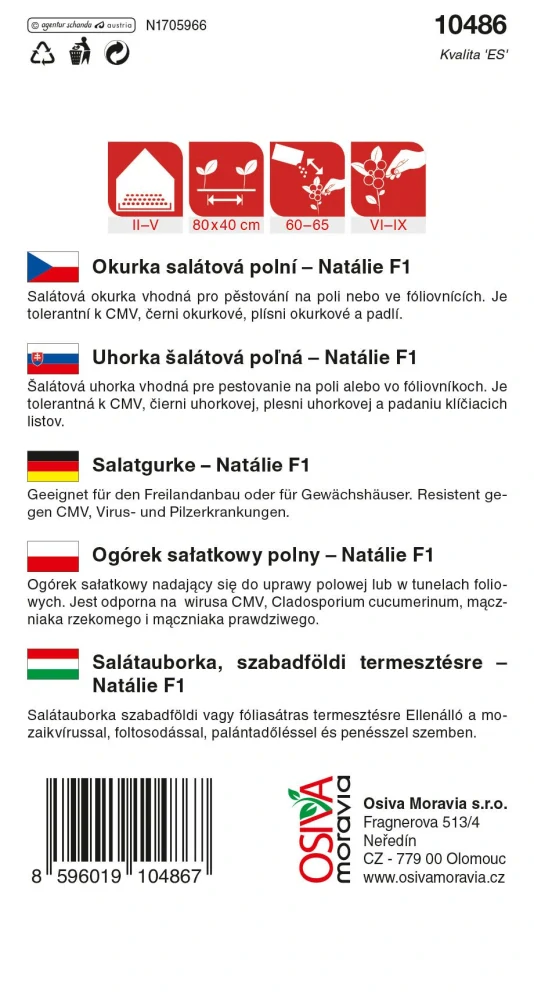Osivo - Okurka salátová - Natalie F1