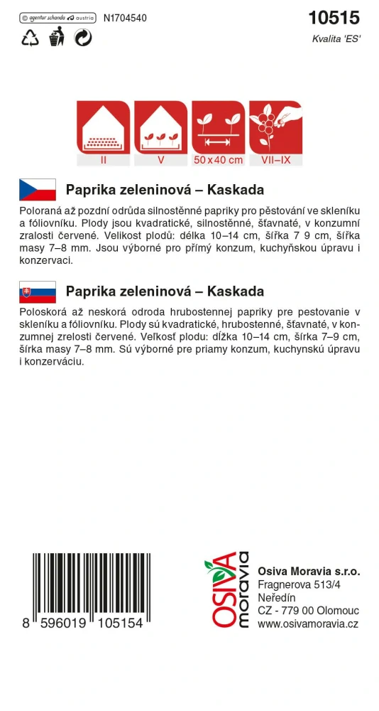 Osivo - Paprika zeleninová - kořeninová - Hodonínská sladká