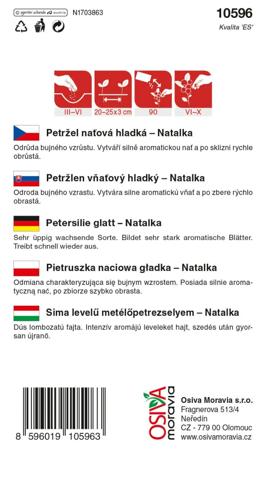 Osivo - Petržel naťová hladká kadeřavá - NATALKA