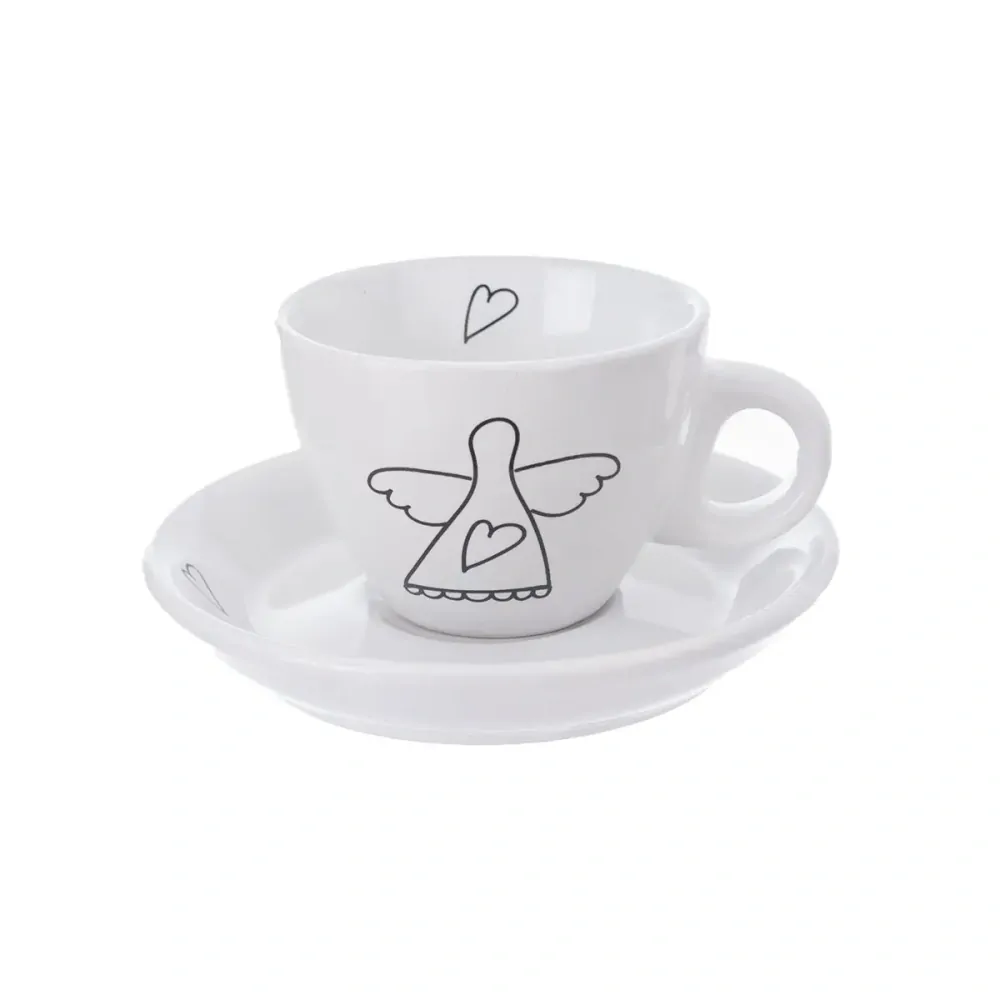 Sada 2 šálky espresso s podšálkem - Andělé 90 ml