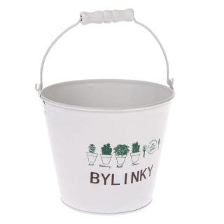 Plechový obal na květináč 16 x 13,5 x 16 cm - potisk bylinky