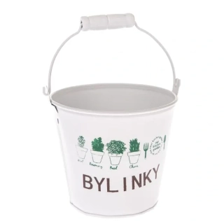 Plechový obal na květináč 12 x 10,5 x 12 cm - potisk bylinky