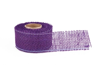 Jutová stuha 5 cm, 5 m - tmavě fialová