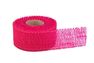 Jutová stuha 5 cm, 5 m - tmavě růžová