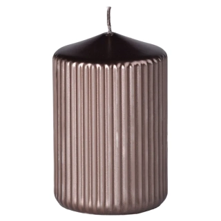 Svíčka rýhovaná válec 65 x 100 mm hnědá metalik 
