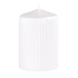 Svíčka rýhovaná válec 65 x 100 mm Perla bílá