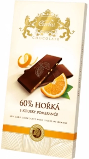 Carla Hořká čokoláda 60% s pomerančem, 80 g