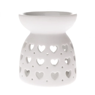 Porcelánová aromalampa se srdíčky 7,7 x 9 cm
