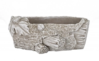 Cementový obal na květiny 16 cm šedý - reliéf kůry