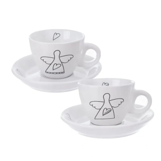 Sada 2 šálky espresso s podšálkem - Andělé 90 ml