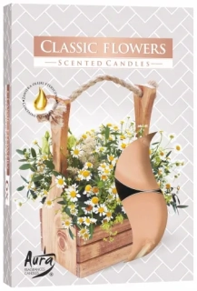 Aura čajová vonná svíčka Classic flower 6ks