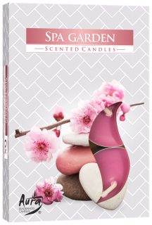 Aura čajová vonná svíčka Spa garden 6ks